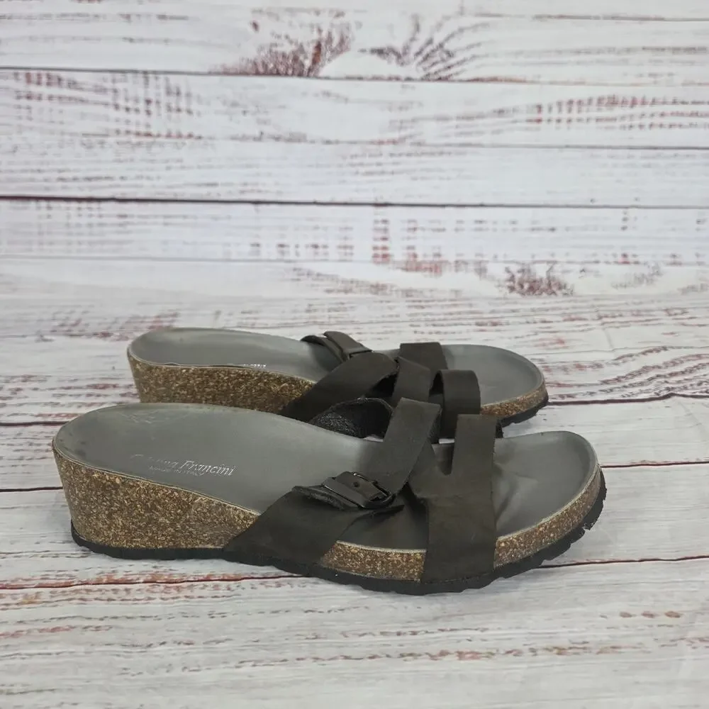 Cristina Francini Shoes Womens Size 8.5 M Leather Slide Sandals Made in Italy Co